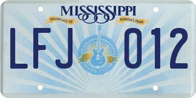 MS license plate LFJ012