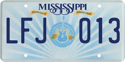 MS license plate LFJ013