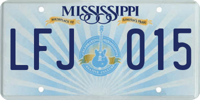 MS license plate LFJ015