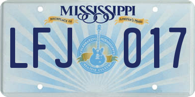 MS license plate LFJ017