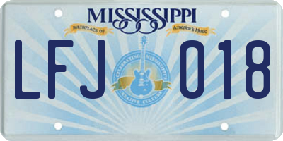 MS license plate LFJ018