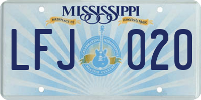 MS license plate LFJ020