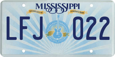 MS license plate LFJ022