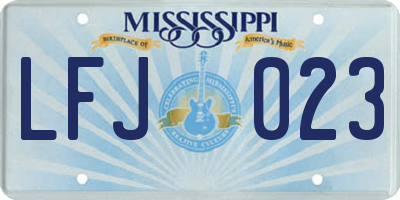 MS license plate LFJ023