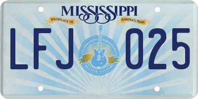 MS license plate LFJ025