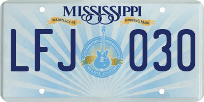 MS license plate LFJ030