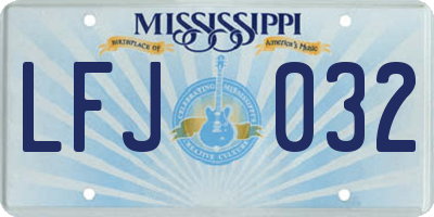 MS license plate LFJ032