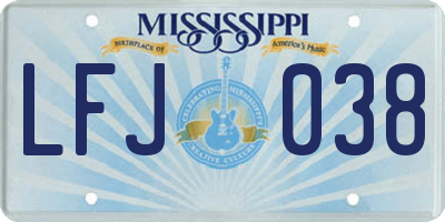 MS license plate LFJ038