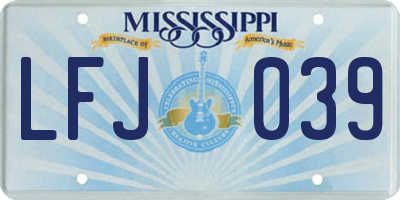 MS license plate LFJ039