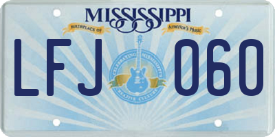 MS license plate LFJ060