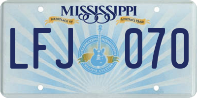 MS license plate LFJ070