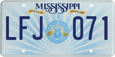 MS license plate LFJ071