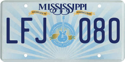 MS license plate LFJ080