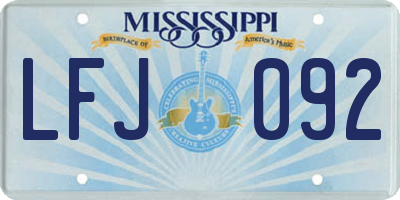 MS license plate LFJ092