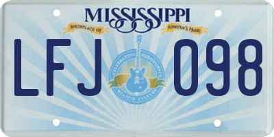 MS license plate LFJ098
