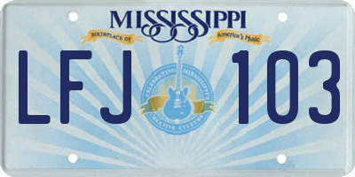 MS license plate LFJ103