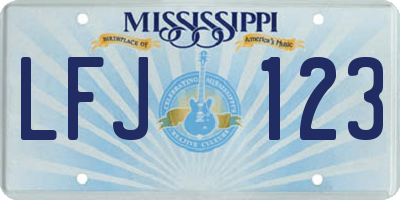 MS license plate LFJ123