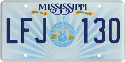 MS license plate LFJ130