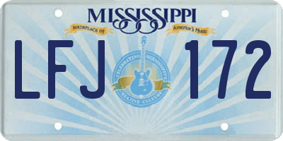 MS license plate LFJ172