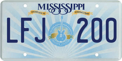 MS license plate LFJ200