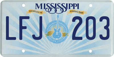 MS license plate LFJ203
