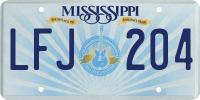 MS license plate LFJ204