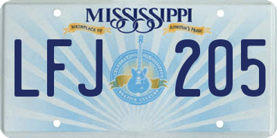 MS license plate LFJ205