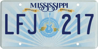 MS license plate LFJ217