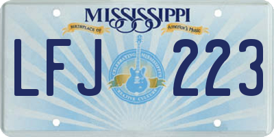 MS license plate LFJ223