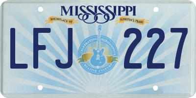 MS license plate LFJ227