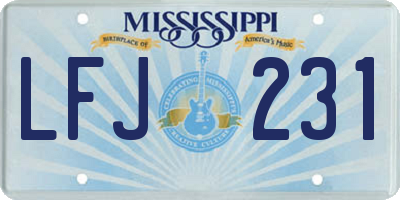 MS license plate LFJ231