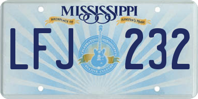 MS license plate LFJ232