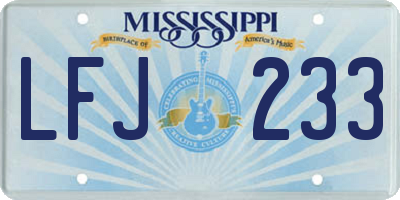 MS license plate LFJ233
