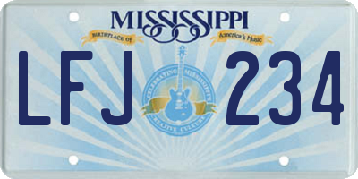 MS license plate LFJ234