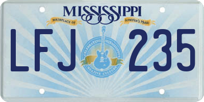 MS license plate LFJ235