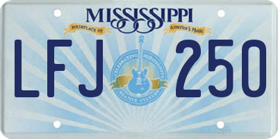 MS license plate LFJ250