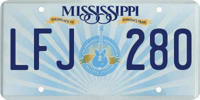 MS license plate LFJ280