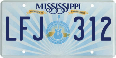 MS license plate LFJ312