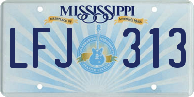 MS license plate LFJ313
