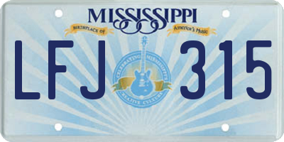 MS license plate LFJ315