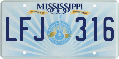 MS license plate LFJ316