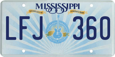 MS license plate LFJ360