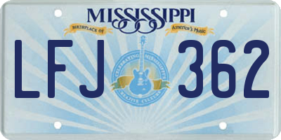MS license plate LFJ362