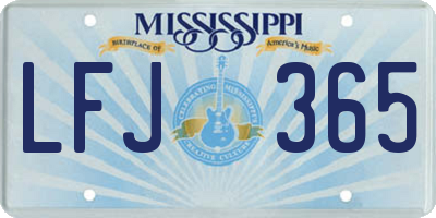 MS license plate LFJ365
