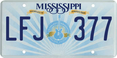 MS license plate LFJ377