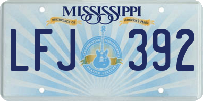 MS license plate LFJ392
