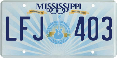 MS license plate LFJ403