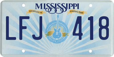 MS license plate LFJ418