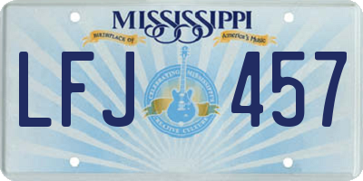 MS license plate LFJ457