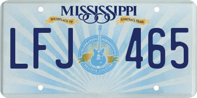 MS license plate LFJ465